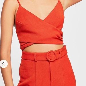 EUC Free People Ali Crop Top With Twist Wrap Detail Burnt Orange Size 8